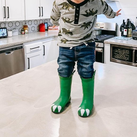 Toddler Dustyn Dinosaur Rain Boots Cat 